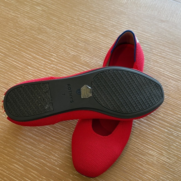 Rothy's Bold Red Flats with Blue Accents - Picture 3 of 5